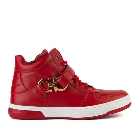 Salvatore Ferragamo Nayon Red Leather Sneakers - Picture 2 of 3